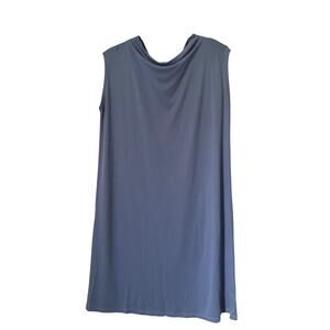 Eileen Fisher Tunic Dress Sleeveless in Grey Blue Cawl Neck 100% Tencel Womens S